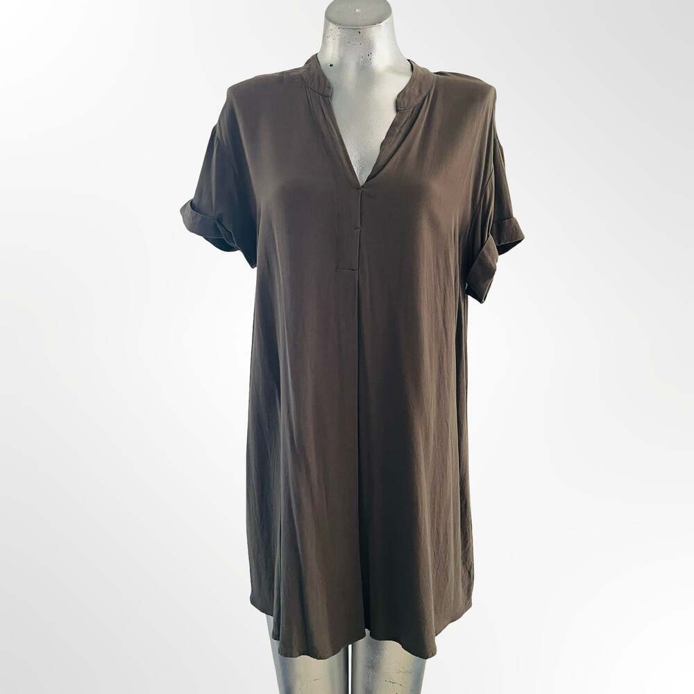 H&M dark Olive Short Sleeve V-Neck T-Shirt Dress